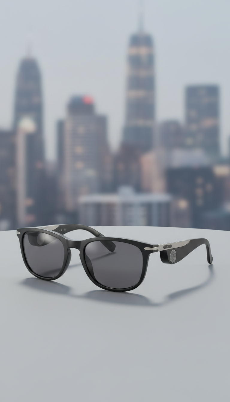 Nordwell Echo Audio Sunglasses, front view on neutral background