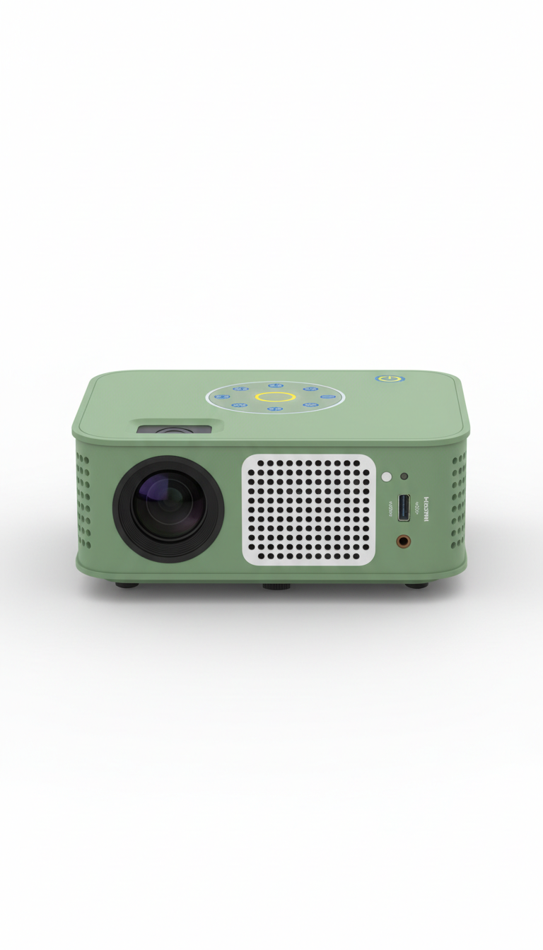 Nordwell Cinema Go Projector, front view on neutral background